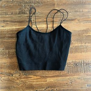 black crop top with lace back